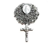 GeekTenet Rosary Beads Chaplet Necklace Stainless Steel 4mm Sturdy hy Rosery Cross Catholic gifts, 19", Stainless Steel, No Gemstone