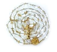 GeekTenet Rosary Beads Chaplet Premium Natural Crystal With 128 Facets High Refractive Gold Rosery Cross Catholic Gifts