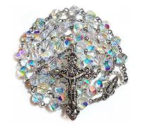 GeekTenet Rosary Beads Chaplet Rotary cutting Highly refractive Rhombus Artificial Crystal Glass Rosery Cross Catholic gifts