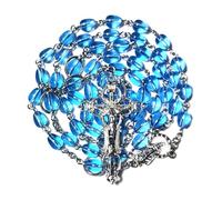 GeekTenet Rosary Beads Chaplet Teardrop Shape Artificial Crystal Glass Rosery Cross Catholic gifts, Zinc, No Gemstone