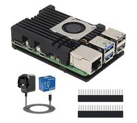 Geekworm P511-A Aluminum Case for Raspberry Pi 5 with Power Supply & PWM Fan, Efficient Active Cooling Heatsink Shell & GPIO Extension, Compatible with Raspberry Pi 5 16GB/8GB/4GB Model