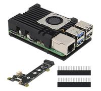 Geekworm P511-A Aluminum Case for Raspberry Pi 5 with X1001 nvme shield & PWM Fan, Efficient Active Cooling Heatsink Shell & GPIO Extension, Compatible with Raspberry Pi 5 16GB/8GB/4GB Model