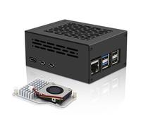 Geekworm Raspberry Pi 5 Metal Case with Official Active Cooler Kit, Support Top PCIe to M.2 NVMe Adapter X1001 / X1004 / X1003 / X1012 / X1015 / X1000 / M901 (P579-H500)