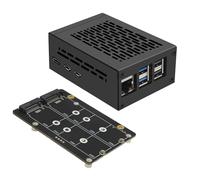 Geekworm X1005 Dual NVMe SSD Shield Bottom with P580-V3 Metal Case for Raspberry Pi 5, Supports Hailo-8 AI Accelerator