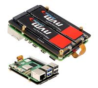 Geekworm X1005 Dual NVMe SSD Shield for Raspberry Pi 5, Bottom Mount M.2 Key-M 2230/2242/2260/2280, PCIe 2.0 5Gbps, Reserved for Hailo-8 AI Accelerator, Compatible with Official Active Cooler