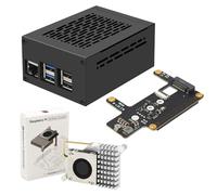 Geekworm X1015 PCIe to M.2 NVMe SSD Shield with case & Official Active Cooler Support Hailo-8 AI Accelerator for Raspberry Pi 5