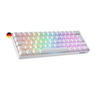 Geeky GK61 60% | Hot Swappable Mechanical Gaming Keyboard | 62 Keys Multi Color RGB LED Backlit for PC/Mac Gamer | ISO DE Qwertz German Layout (White, Mechanical Speed Yellow)