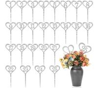 Geelin 1-25 Wooden Table Numbers 11.81 Inches Rustic Wedding Table Numbers for Receptions, Banquets, Restaurants, Hotels, Party Event Catering(Silver Glitter)