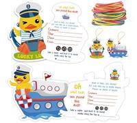 Geelin 100 Pcs Cruise Tags for Ducks Duck Tags Design with Round Hole and Rubber Bands for Cruise Ship, 2.09 x 2.91 Inches