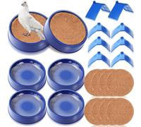 Geelin 16pcs Pet Bird Supplies Set 4pcs Pigeon Nest Bowl with 4pcs Coconut Palm Mat Nest Box Pads 8pcs Pigeon Stand Dove Rest Stand Pet Cage Supplies for Racing Pigeons Doves Quails Small Birds