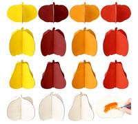 Geelin 24 Pcs 4.72 Fall Crafts Pumpkin Wood Cutouts 3D Unfinished Pumpkin Wooden Slice Coloring Blank Wood Cutouts Thanksgiving Craft for Autumn Harvest DIY Table Decoration(Classic Style)