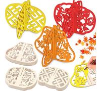 Geelin 24 Pcs 4.72" Fall Crafts Pumpkin Wood Cutouts 3D Unfinished Pumpkin Wooden Slice Coloring Blank Wood Cutouts Thanksgiving Craft for Autumn Harvest DIY Table Decoration(Vivid Style)