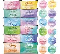 Geelin 24 Pcs Christian Gifts Bulk for Women 12 Religious Canvas Makeup Bags 12 Bible Verse Compact Mirrors Inspirational Church Party Gifts for Women Mother Sister, multicolor, 7.1x4.3 inches (Makeup