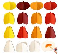 Geelin 24 Pcs DIY 3D Pumpkin Fall Wood Crafts to Paint 7.9 Inches Unfinished Wooden Slices for Craft Paintable Autumn Wood Cutouts for Kid Adult Thanksgiving Halloween Decor Gift(Blank Style)