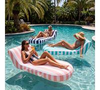 Geelin 3 Pack Premium Inflatable Pool Float with Air Pump Durable UV Protected Oxford Cloth PVC Large Floating Chair Backrest Stripped Inflatable Pool Lounger for Adult (Multicolor)