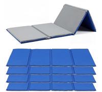 Geelin 4 Pack Folding Rest Mat Toddler Nap Mat Upgraded Folding Exercise 1 Inch Thick 4 Section Classroom Sleeping for Preschool Daycare Kindergarten Yoga School Travel Home (''45 x 19'',Blue,Gray)