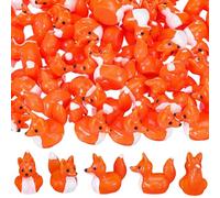 Geelin 50 Pcs Mini Resin Fox Bulk Small Fox Figurines Decorations to Hide Tiny Resin Animals for Micro DIY Landscape Office Garden Desk Party Tabletop Cake Decor