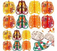 Geelin 60 Pcs Fall Crafts Pumpkin Wood Cutouts 7.87 Inches 3D Unfinished Pumpkin Wooden Slices Coloring Blank Wood Cutouts Thanksgiving Crafts for Autumn Harvest DIY Table Decoration