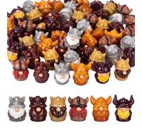 Geelin 60 Pcs Mini Viking Warrior Gnomes Figurines Bulk Resin Nordic Gnome Statues Tiny Warrior Dwarf Figures for Fairy Garden Desk Decor Medieval Party Indoor Outdoor Miniature Decor