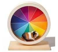 Geelin 9 Inch Hamster Wooden Silent Wheel, Rainbow Printed Small Animal Exercise Wheel, Quiet Spinner Hamster Running Wheels Prevent Depression Toys for Hamsters, Gerbils, Mice and Other Small Pets