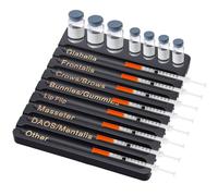 Geelin Aesthetic Practitioner Syringe Tray with 8 Slots Label Black Bamboo Vial Holder Syringe Preparation Tray, 2-in-1 Combination Medical Supply Storage Organizer for Aestheticians and Nurses