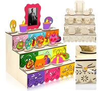 Geelin Day of Dead Ofrenda Box Altar Wooden Box with Painting Set DIY Dia De Los Muertos Photo Frame Remembrance Memory Shadow Box Supplies for Day of the Dead Home Decorations(Traditional)