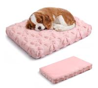 Geelin Pink Bow Dog Bed Mat Cute Dog Crate Pad with Removable Washable Cover Double Sided Cool and Warm 24 x 18.1 x 3 Inch Pink Puppy Bed