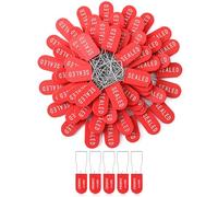Geelin Red 100 Pcs Plastic Padlock Security Seals Metal Wire Padlocks Disposable Anti-Tamper Sealed Tags Lock Numbered Sequentially