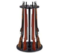Geelin Wooden Gun Rack Holds 12 Guns Display Storage Holder Indoor Vertical Stand with Soft Padding 2 Adjustable Heights for Living Room Collection Room Warehouse (Black Color)