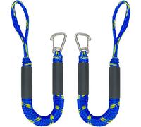 Geelu 2FT Bungee Dock Line Boat Accessories 2pcs Fender Lines with 316 Stainless Clip for Boat Bumper/Boat Fender for Mooring for Jet Ski, Seadoo, Yamaha (Blue+Yellow, 2Feet)