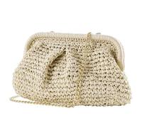 Geelyda Straw Clutch Purses for Women Cloud Dumpling Pouch Straw Crossbody Shoulder Handbag Summer Beach Woven Bag - Beige