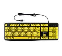 Geemarc Alphanumeric Keyboard with Cable and Large Black Characters on Large Yellow Keys - High Contrast for Visually Impaired - Compatible with Windows XP, Vista, 7, 8, 10 - QWERTZ