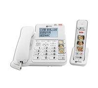 Geemarc Amplidect 295 Combi Photo - Loud Corded and Cordless Phone with Answering Machine and Customisable Photo Buttons for Elderly - Low to Medium Hearing Loss - Hearing Aid Compatible - UK Version
