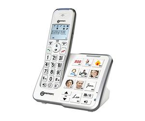 Geemarc Amplidect 295 Photo, Cordless Telephone with Answering Machine for Low to Medium Hearing Loss People, Large Customisable Photo Memories for Seniors, Hearing Aid Compatible - UK Version