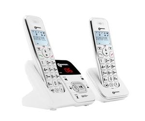 Geemarc Amplidect 295 Twin for Low to Medium Hearing Loss People, Cordless DECT Phone and Additional Handset with Answer Machine, Big Buttons for the Elderly, Hearing Aid Compatible - UK Version