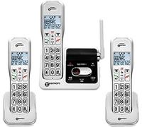 Geemarc Amplidect 595 U.L.E Trio - Set of 3 Amplified Cordless Home Phones with SOS Function and Big Buttons for Seniors - Medium to Severe Hearing Loss - Hearing Aid Compatible - UK Version
