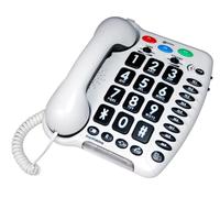 Geemarc Amplipower 40 - Amplified Corded Telephone with Tone and Volume control, Large Buttons and One-touch Memories - Hearing Aid Compatible - Specialized for Hearing Impaired - UK Version - White
