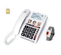 Geemarc CL9000 Home Emergency Call Phone and SOS Bracelet Waterproof with Big Buttons, Amplified Volume and Backlit Screen - Only Work with SIM Card