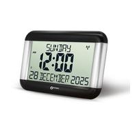 Geemarc Dementia Clock, Easy-to-Read & Self-Setting Viso 8 (MSF - UK Only), Ideal for Seniors and People Living with Alzheimer’s, Battery Operated Day & Date Clock, No Backlight, Silver