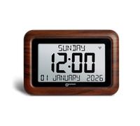 Day Clock - The Easy-to-read & Self-setting Geemarc Viso10 - Ideal for People Living with Dementia or Alzheimer's - Battery Operated - No Backlight - UK Version - Wood Brown