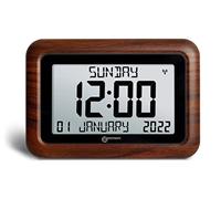 Day Clock - The Easy-to-read & Self-setting Geemarc Viso10 - Ideal for People Living with Dementia or Alzheimer's - Battery Operated - No Backlight - UK Version - Wood Brown