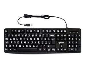 Geemarc KBSV3_BLK_GE Clavier USB Allemand, QWERTZ, Windows® Noir Extragroße Tasten