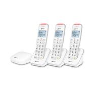 Geemarc Liberty 200 Trio, Amplified Home Telephones with Small DECT Base, Loud Ringer, Hearing Aid Compatible Cordless Phones, Easy Use 3 Cordless Handsets to Be Placed Anywhere in the House