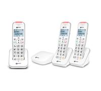 Geemarc Liberty 200 Trio, Digital Cordless Home Telephones with Small DECT Base, Hearing Aid Compatible Cordless Phones, Easy Use 3 Cordless Handsets to Be Placed Anywhere in the House