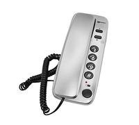 Geemarc Marbella - Gondola Style Corded Landline Telephone with Large Buttons, Mute Function and Visual Ring Indicator - Wall Mountable - UK Version - Silver