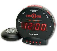 Geemarc Sonic Bomb - Extra Loud Alarm Clock with Tone and Volume Control, Bed Shaker and Snooze Function - For the Hard to Wake, Hard of Hearing and Deaf - UK Version