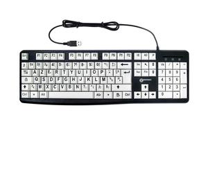 Geemarc USB-A Wired PC Keyboard AZERTY Layout Large Print Keys / White