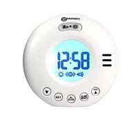 Geemarc Wake 'N' Shake Voyager - Travel Alarm Clock with 75dB Loud Alarm, Bright Flash and Built-in Vibration for Deep Sleep People - Battery Operated - White