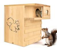 GEEMCYEN Large Squirrel House for Outside, Premium Pine Wood Squirrel House with External Platform, Large Squirrel Nesting Box for Squirrels Chipmunks and Small Animals