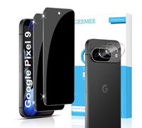 GEEMEE 2 + 2 Pieces for Google Pixel 9 for Tempered Glass Privacy Screen + Camera Protection, 9H Privacy Anti Spy Privacy Screen Protector with Camera Glass, Hardened Bubble-Free Screen Protector